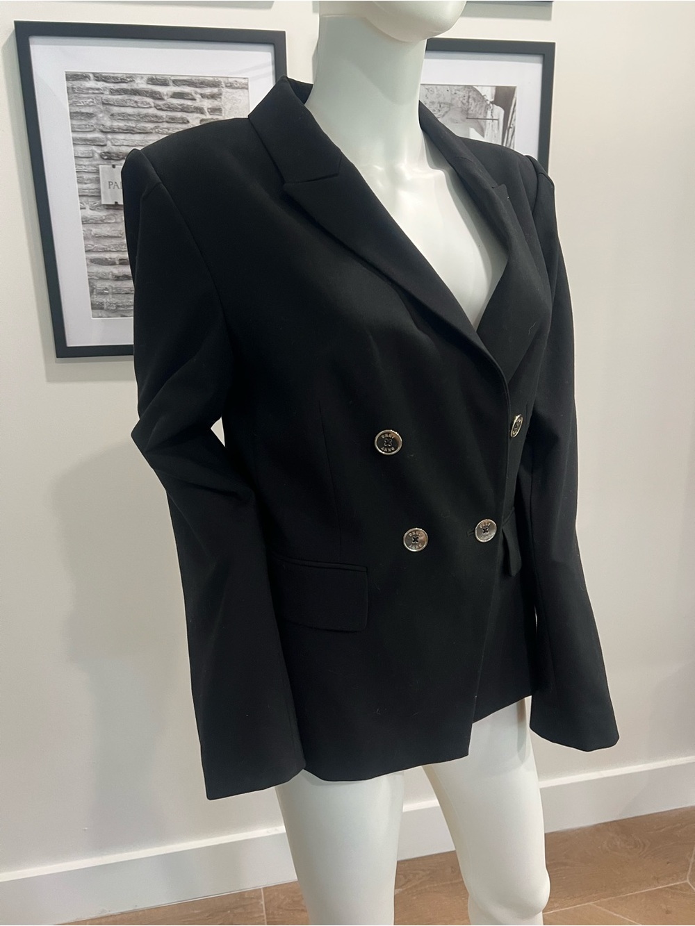 DKNY Classic Double-Breasted Black Women's Blazer - Picture 2 of 4